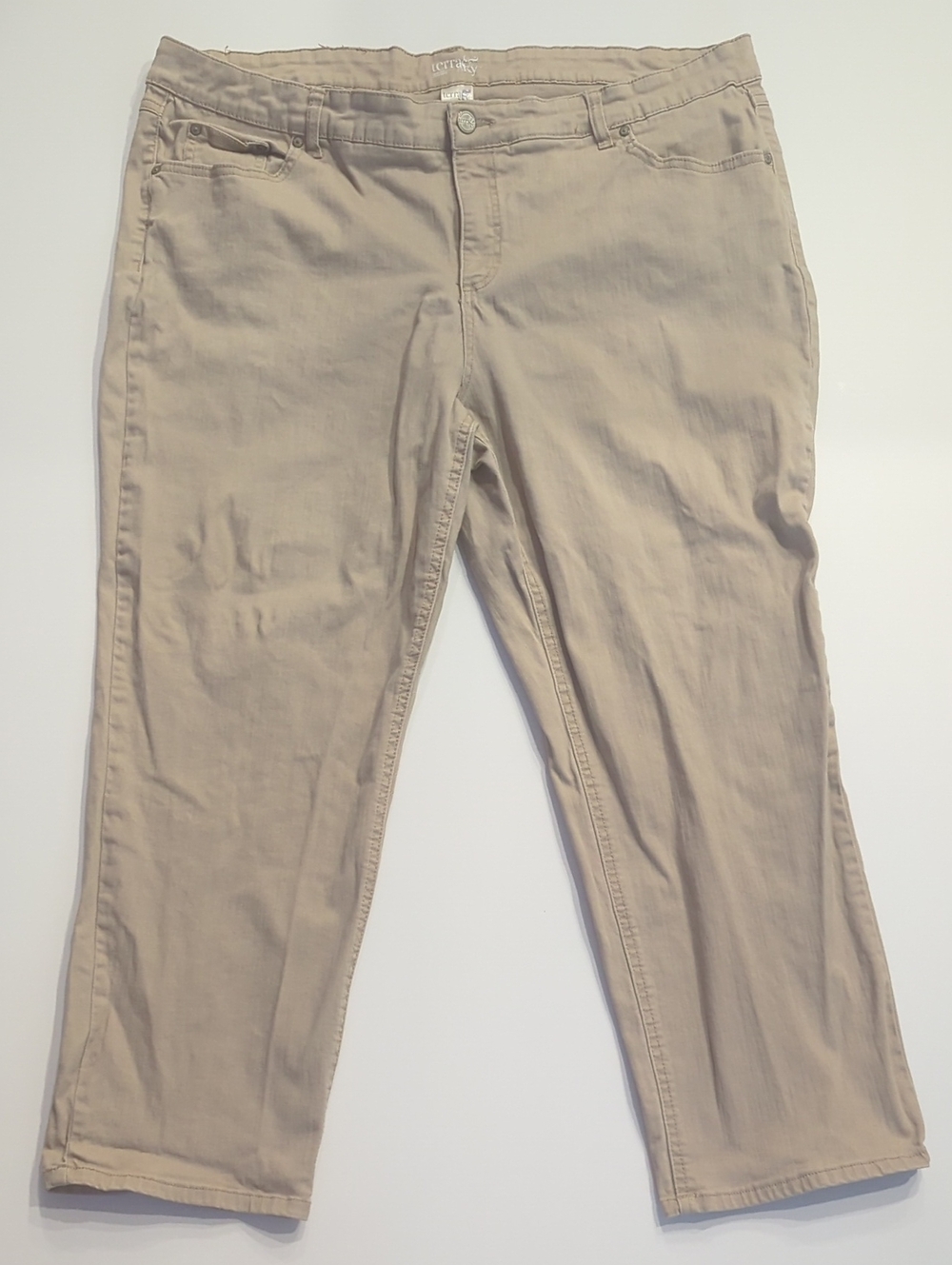 Terra & Sky Women's 22W Petite Straight Leg Khaki Pants
